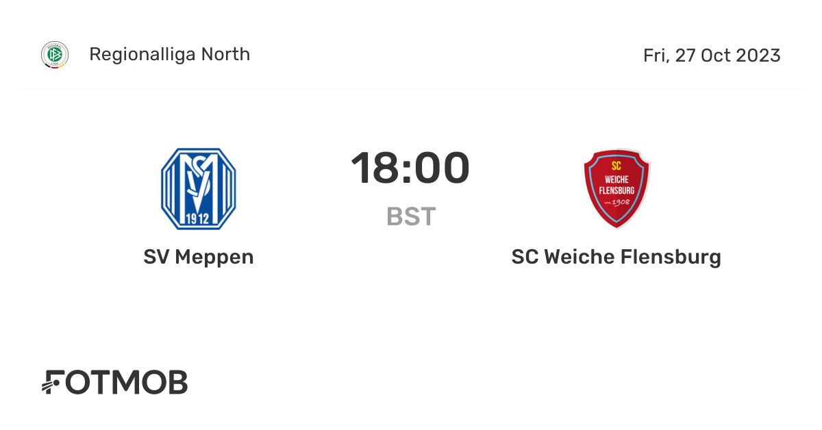 SV Meppen vs SC Weiche Flensburg live score, predicted lineups and