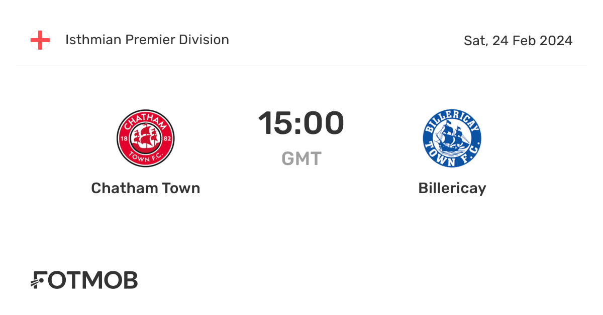 Chatham Town vs Billericay live score, predicted lineups and H2H stats