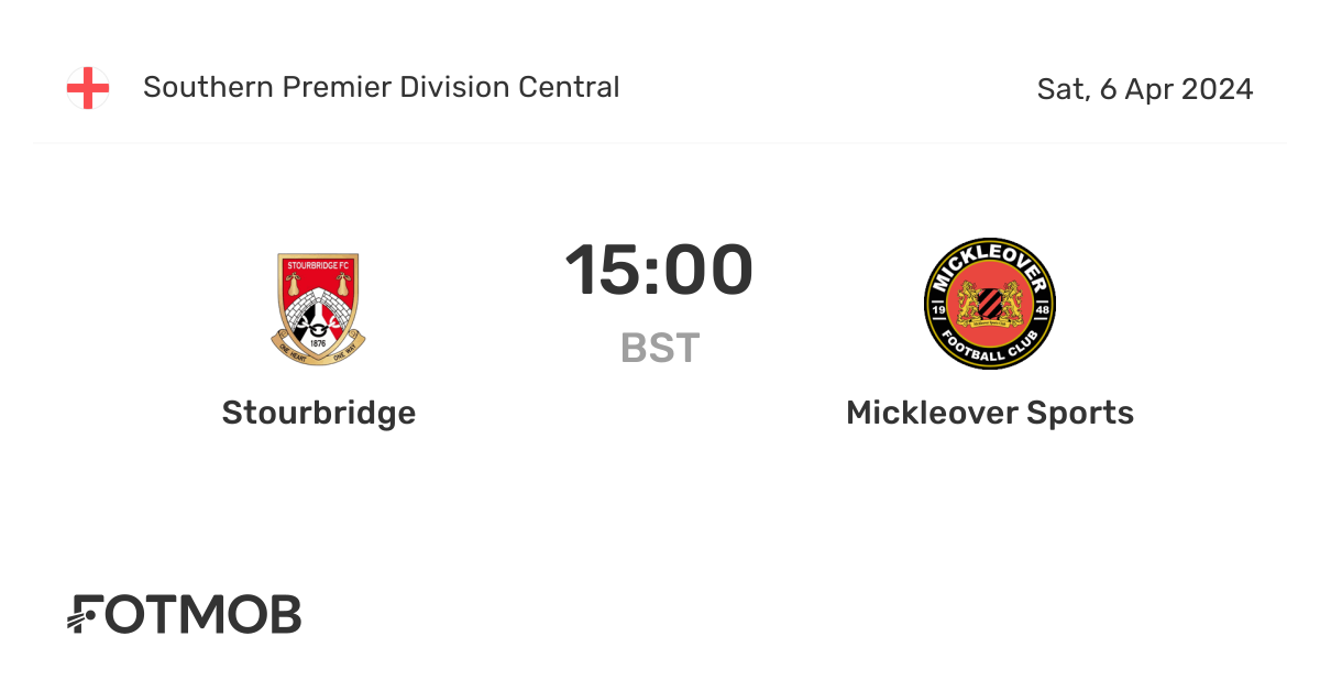 Stourbridge vs Mickleover Sports live score, predicted lineups and