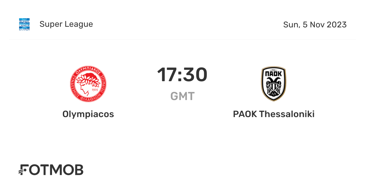 Olympiacos vs PAOK Thessaloniki FC live score, predicted lineups and