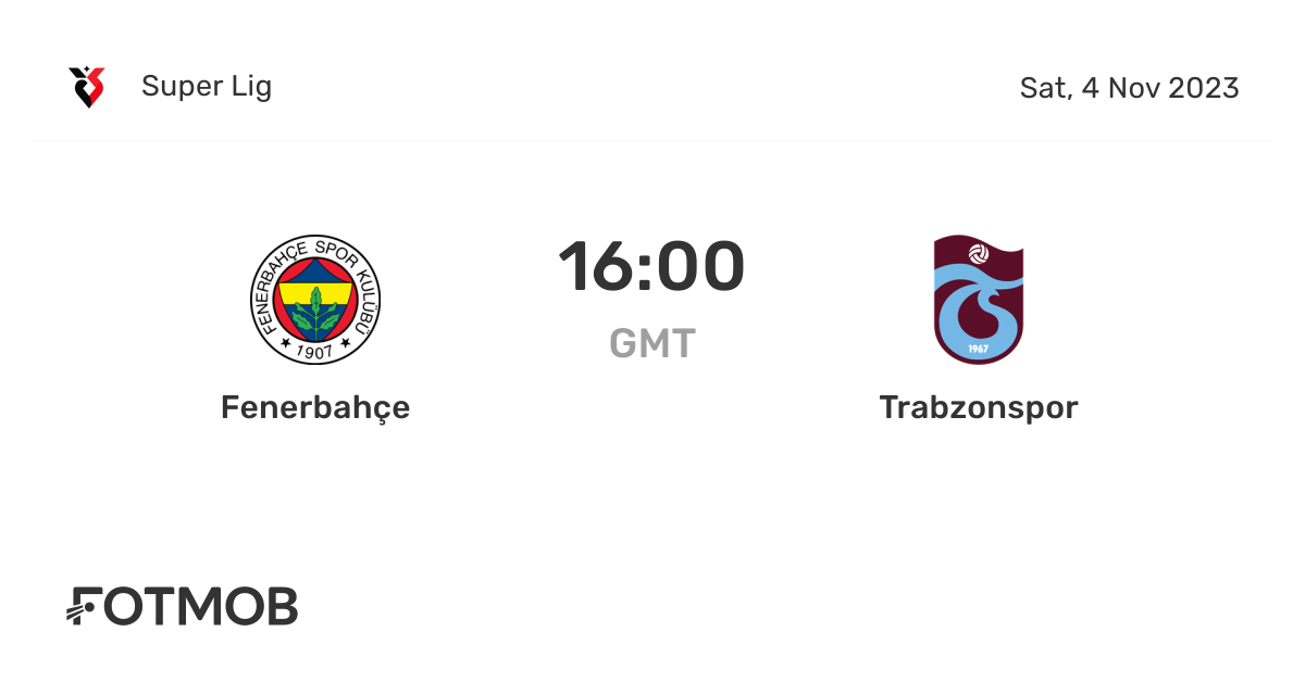 Fenerbahçe vs Trabzonspor live score, predicted lineups and H2H stats.