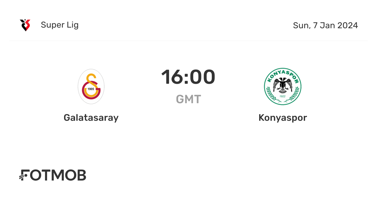 Galatasaray vs Konyaspor - live score, predicted lineups and H2H stats.