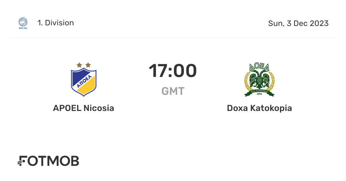 APOEL Nicosia vs Doxa Katokopia live score, predicted lineups and H2H