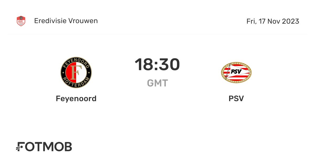 Feyenoord vs PSV live score, predicted lineups and H2H stats.