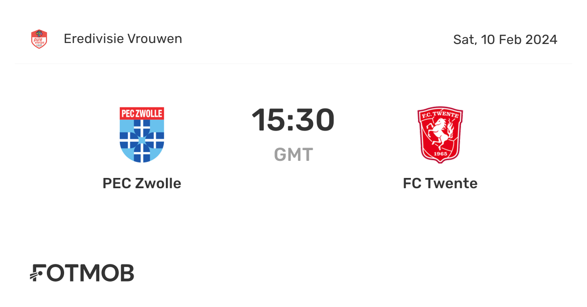 PEC Zwolle vs FC Twente live score, predicted lineups and H2H stats