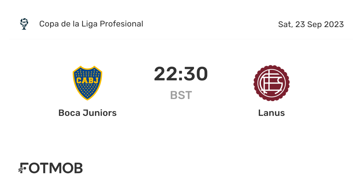Boca Juniors vs Lanus - live score, predicted lineups and H2H stats.
