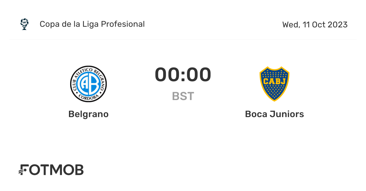 Belgrano vs Boca Juniors live score, predicted lineups and H2H stats.