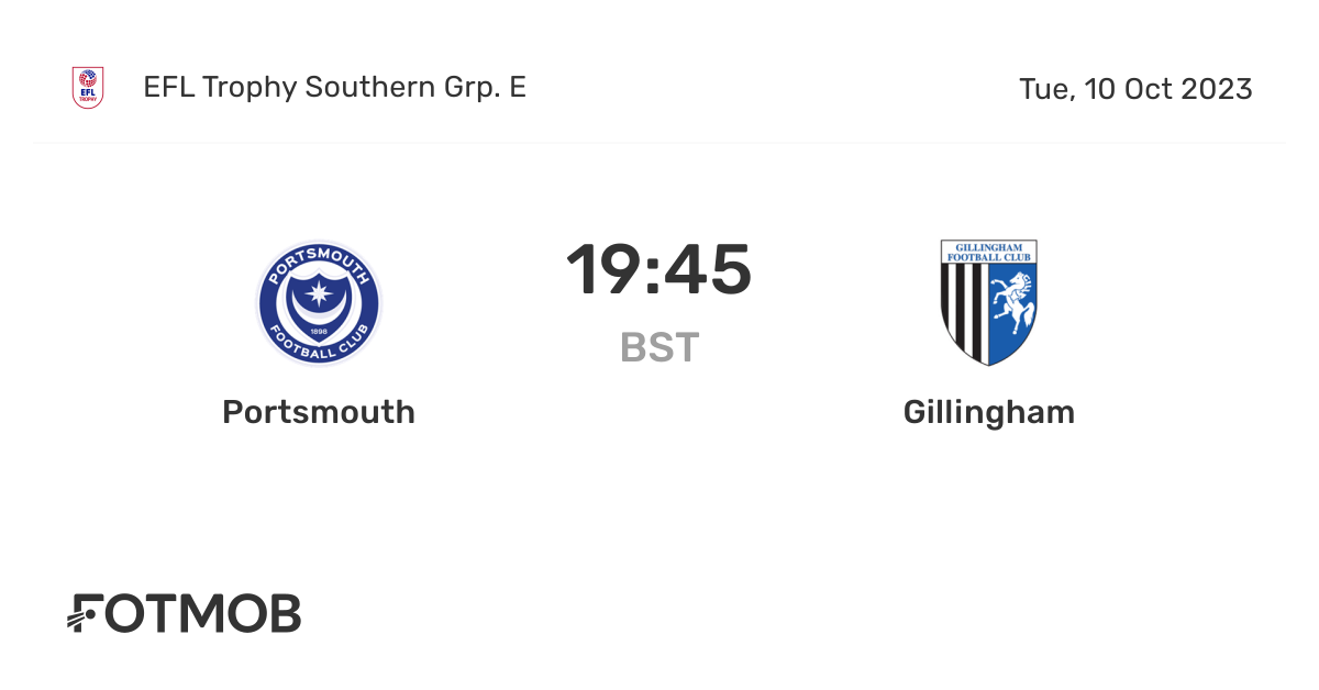Portsmouth vs Gillingham live score, predicted lineups and H2H stats.