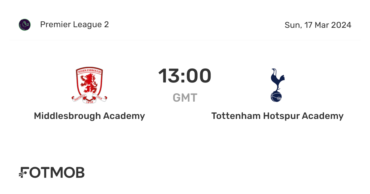 Middlesbrough Academy vs Tottenham Hotspur Academy live score