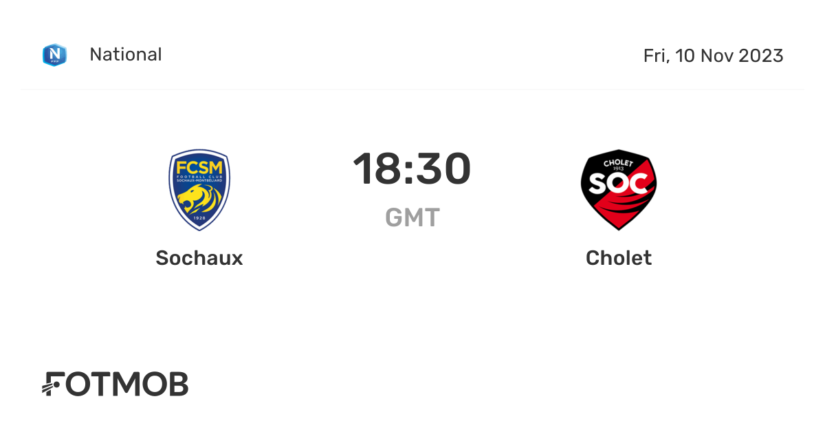 Sochaux vs Cholet live score, predicted lineups and H2H stats