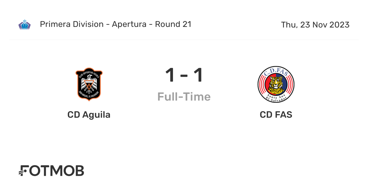 Aguila vs CD FAS Live Stream & Results today 19/11/2023 21:00 Football
