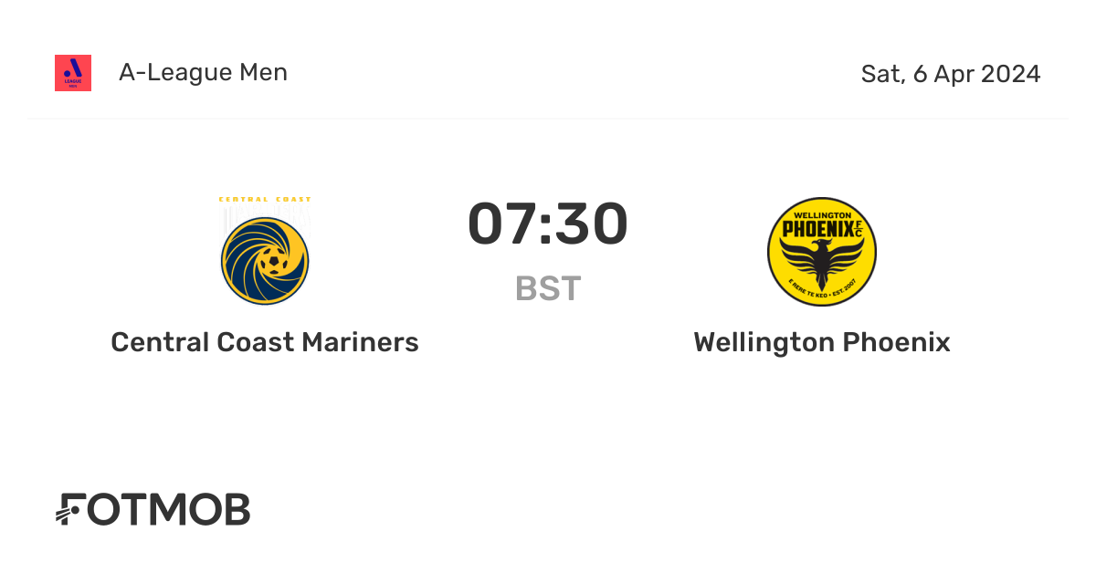 Central Coast Mariners vs Wellington Phoenix live score, predicted