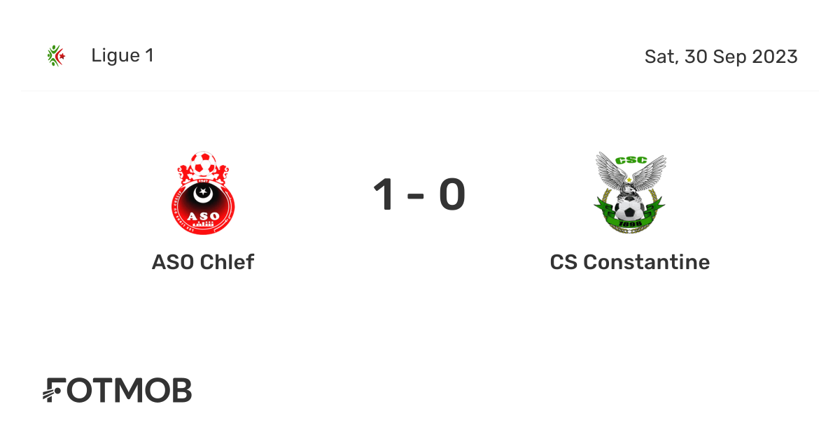 ASO Chlef vs CS Constantine - live score, predicted lineups and H2H stats.