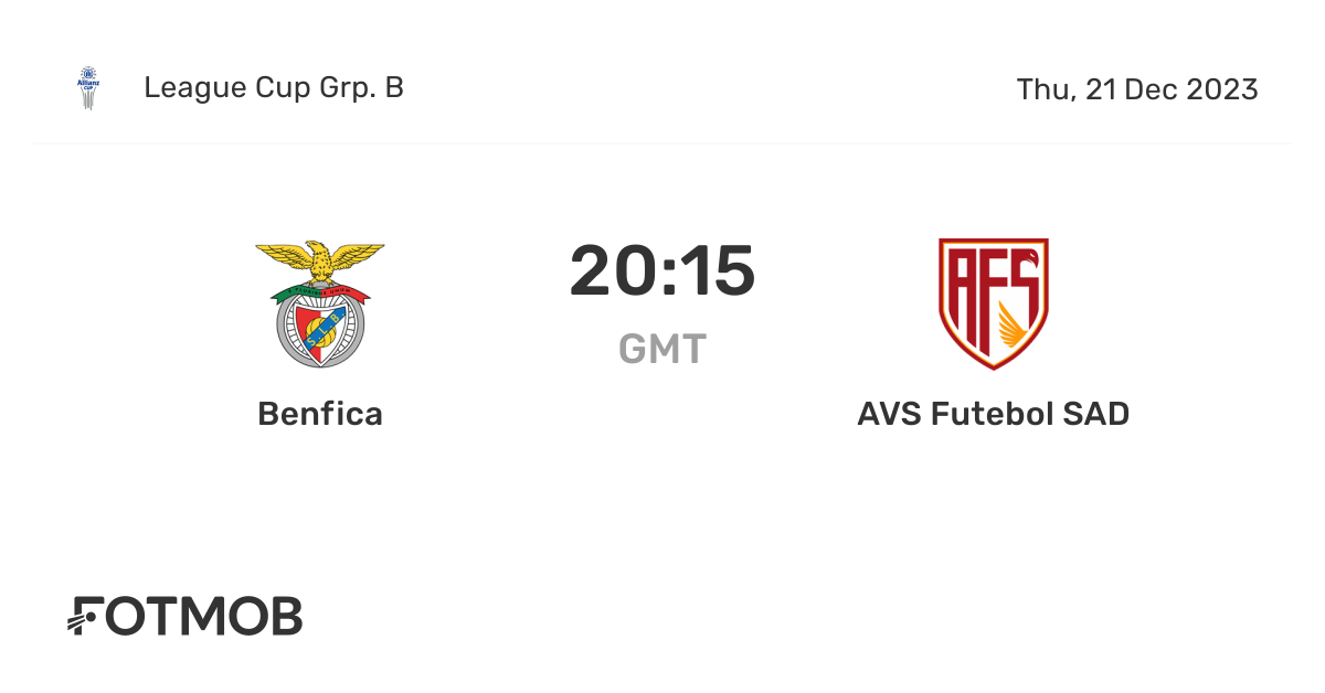 Benfica vs AVS Futebol SAD - marcador en vivo, alineaciones previstas y ...