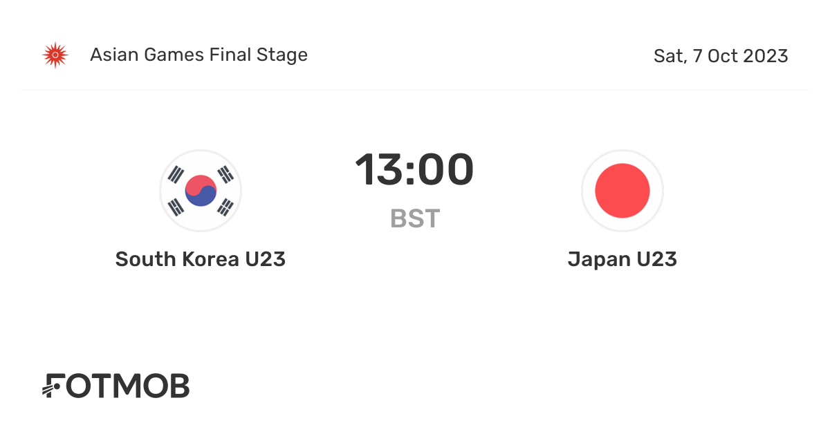 대한민국 U23 대 일본 U23 - 실시간 점수, 예상 스타팅 라인업 및 H2H 통계