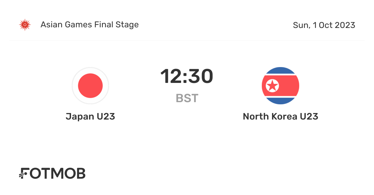 Japan U23 vs North Korea U23 - live score, predicted lineups and H2H stats.