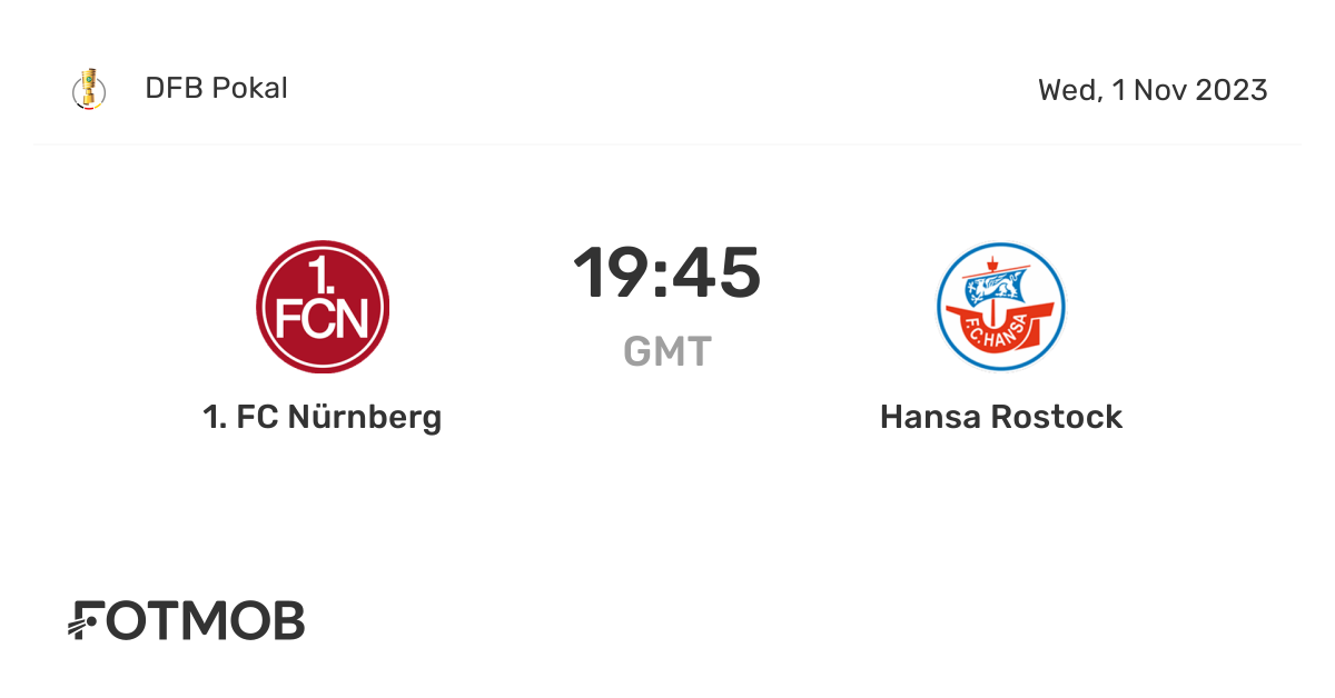 1.FC Nürnberg vs Hansa Rostock live score, predicted lineups and H2H