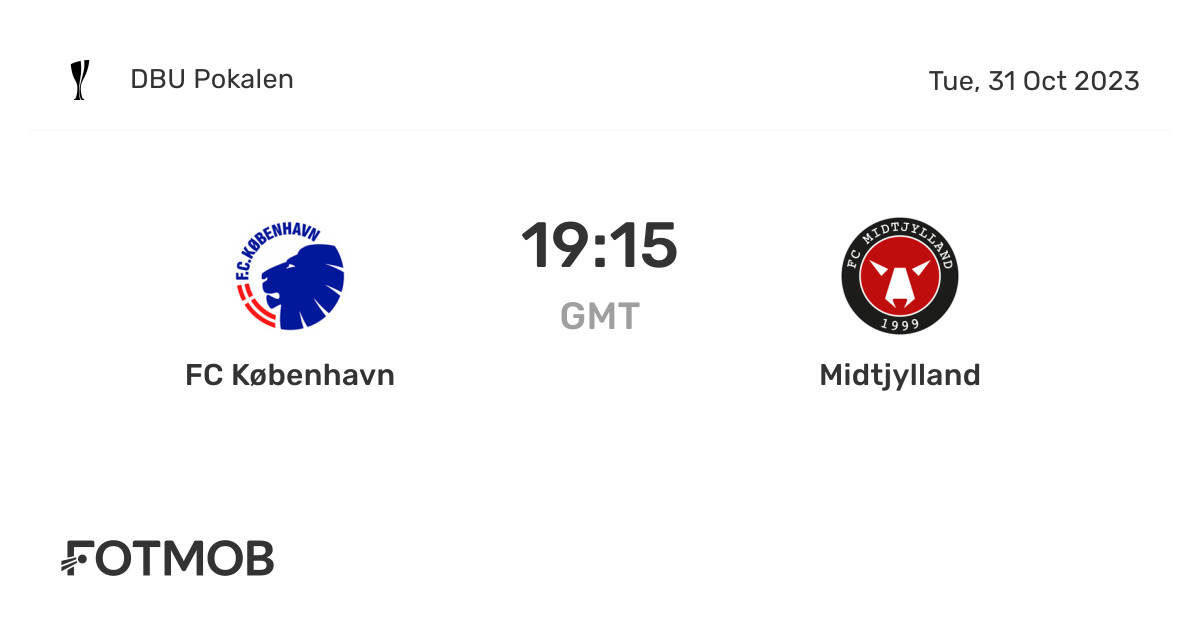 FC København vs Midtjylland live score, predicted lineups and H2H stats.