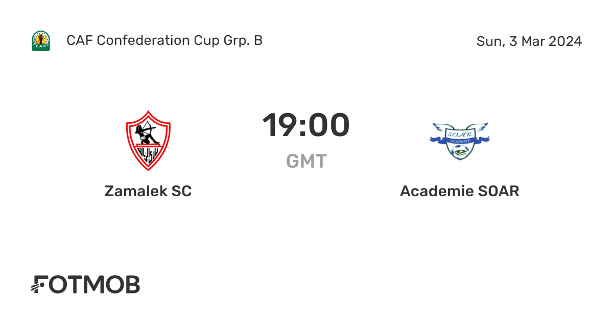 Zamalek SC vs Academie SOAR live score, predicted lineups and H2H stats
