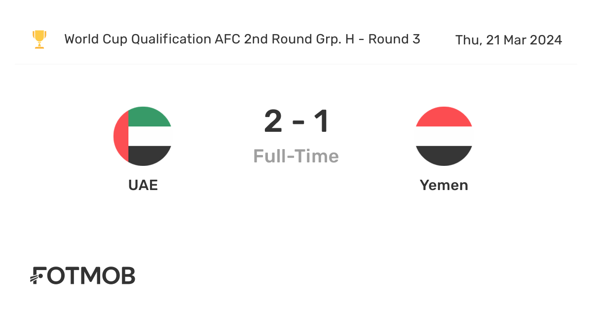 UAE vs Yemen live score, predicted lineups and H2H stats