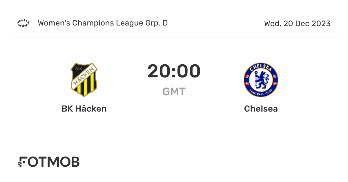 BK Häcken vs Chelsea FC Women live score, predicted lineups and H2H stats