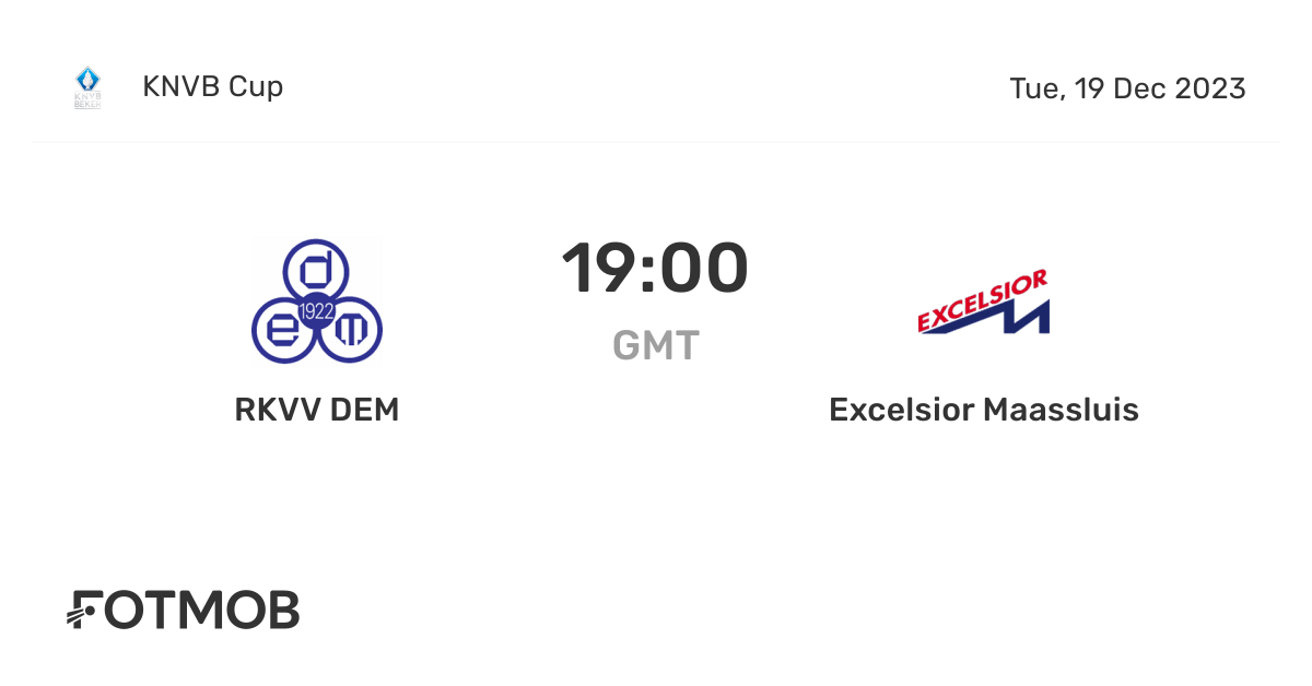 RKVV DEM vs Excelsior Maassluis live score, predicted lineups and H2H