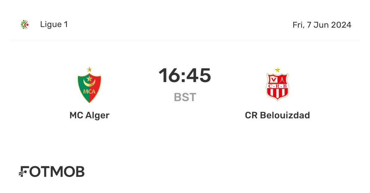 MC Alger vs CR Belouizdad live score, predicted lineups and H2H stats