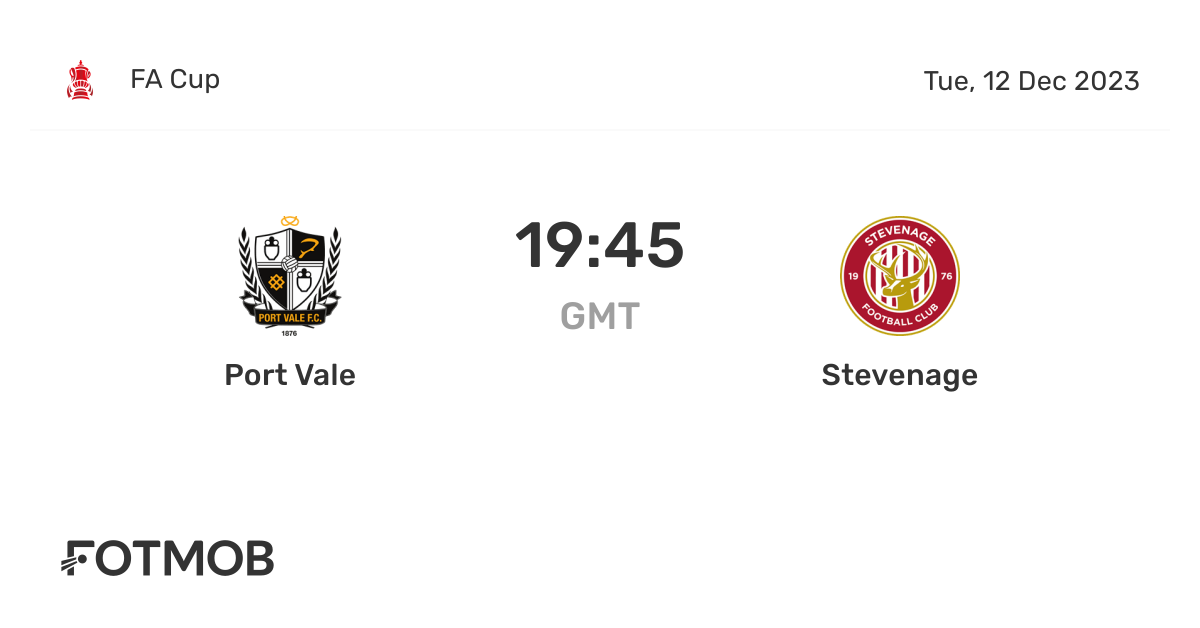 Port Vale vs Stevenage live score, predicted lineups and H2H stats.