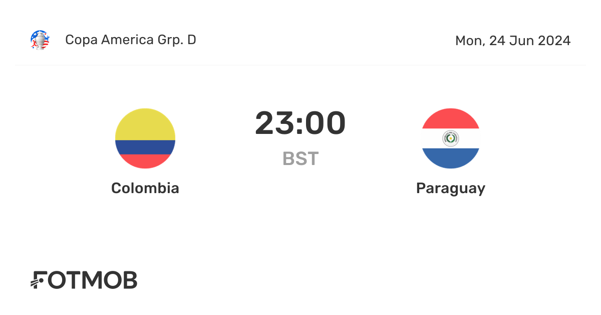 Colombia vs Paraguay live score, predicted lineups and H2H stats