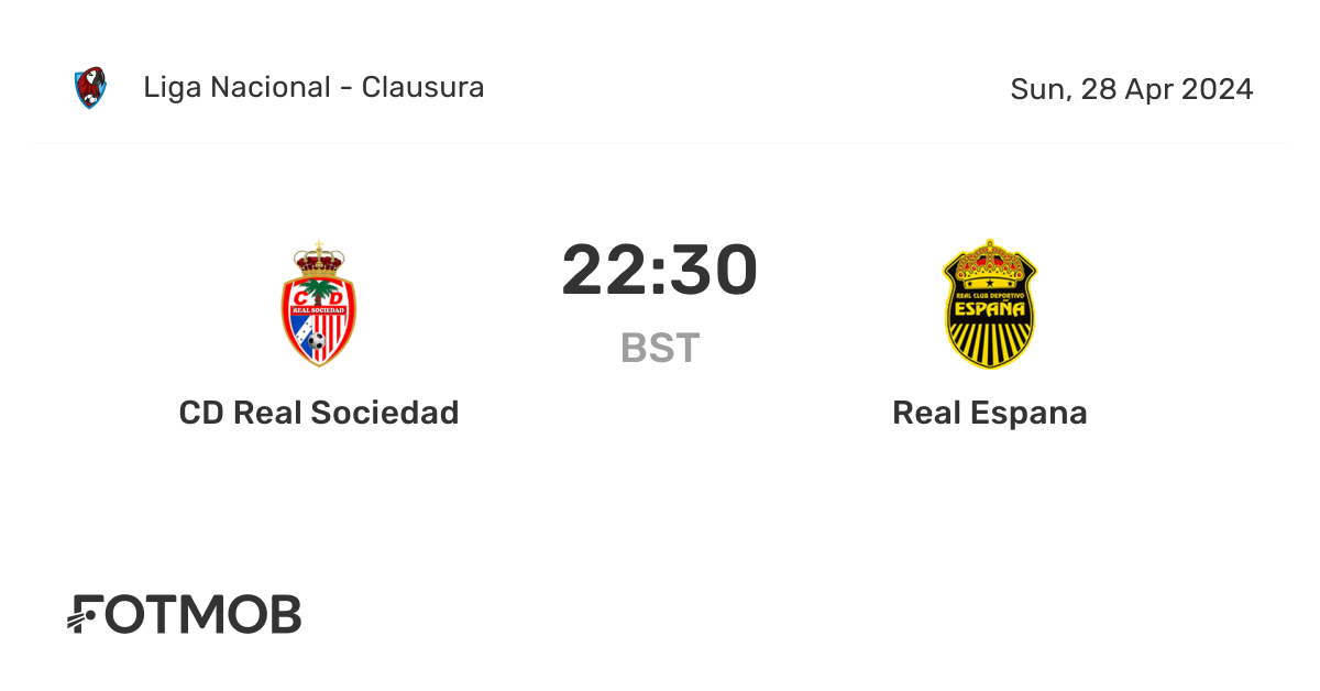 CD Real Sociedad vs Real Espana marcador en vivo, alineaciones
