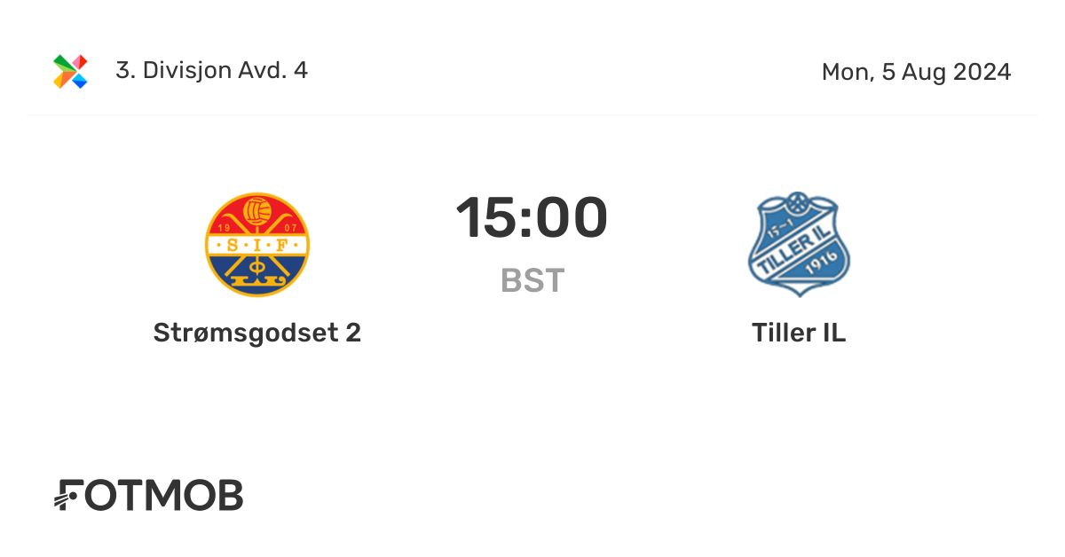 Strømsgodset 2 vs Tiller IL live score, predicted lineups and H2H stats