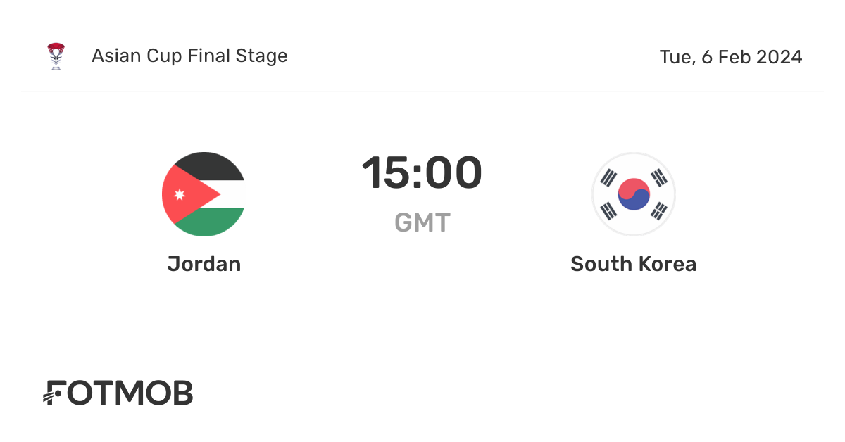Jordan vs South Korea live score predicted lineups and H2H stats