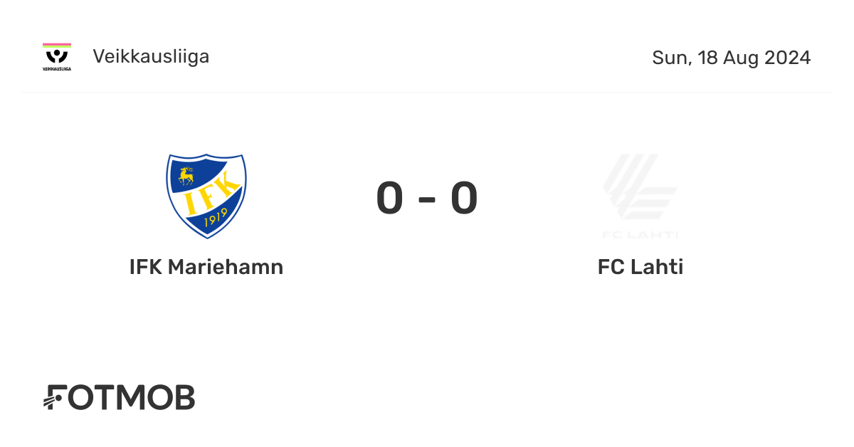 IFK Mariehamn 대 FC Lahti - 실시간 점수, 예상 스타팅 라인업 및 H2H 통계