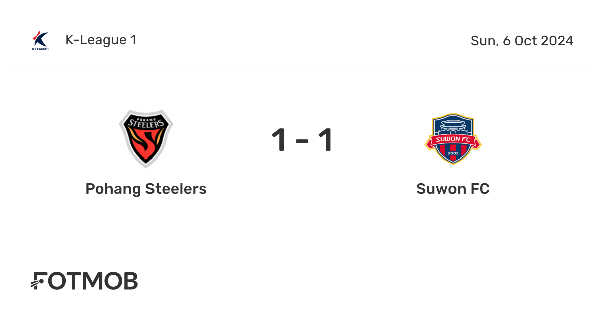 Suwon FC vs Pohang Steelers - resultado ao vivo, equipas iniciais ...