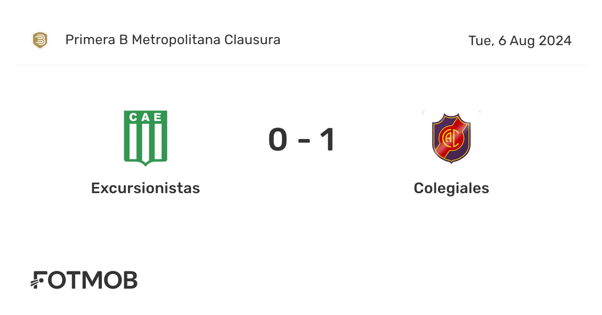 Excursionistas vs Colegiales - live score, predicted lineups and H2H stats