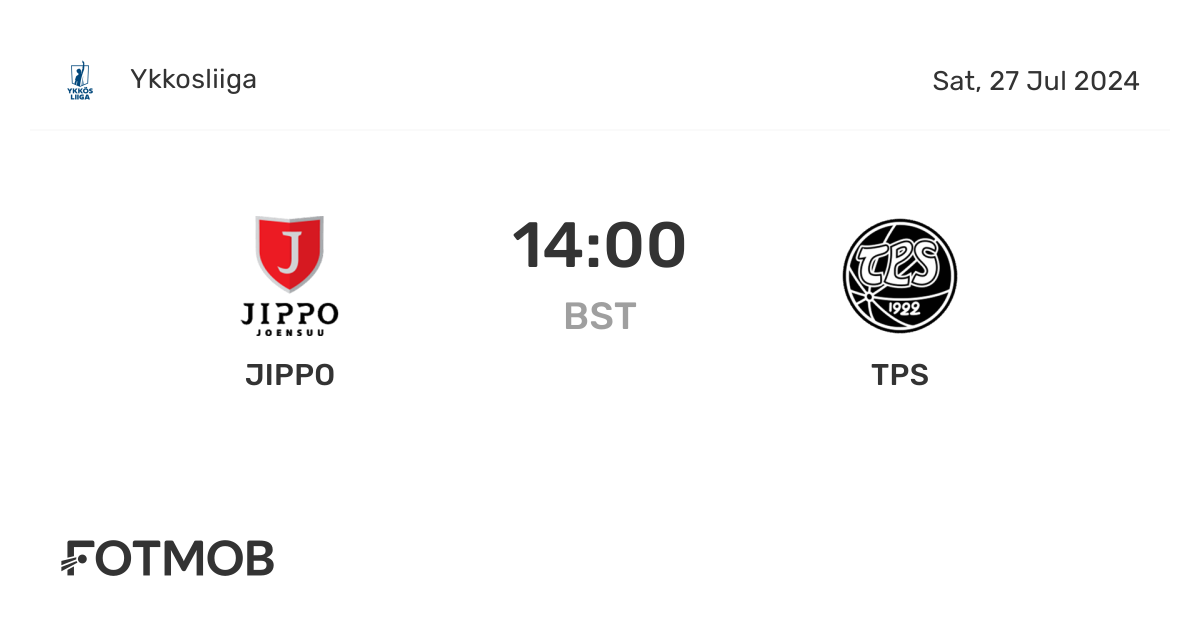 JIPPO vs TPS live score, predicted lineups and H2H stats