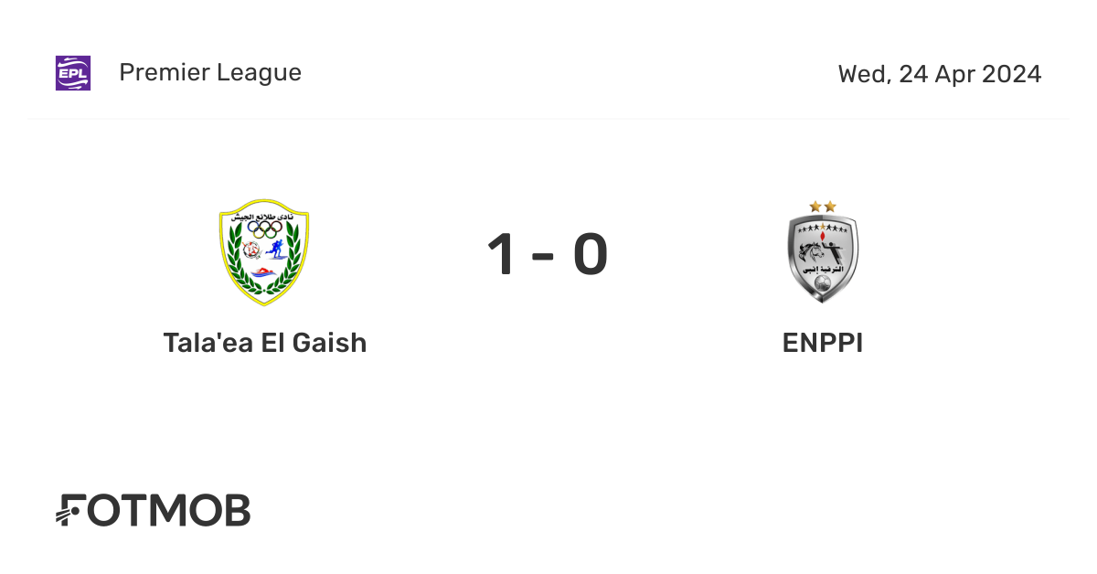 Tala'ea El Gaish vs ENPPI - live score, predicted lineups and H2H stats
