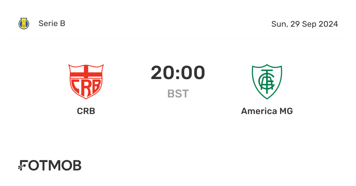 CRB x America MG - placar ao vivo, escalações prováveis e estatísticas H2H