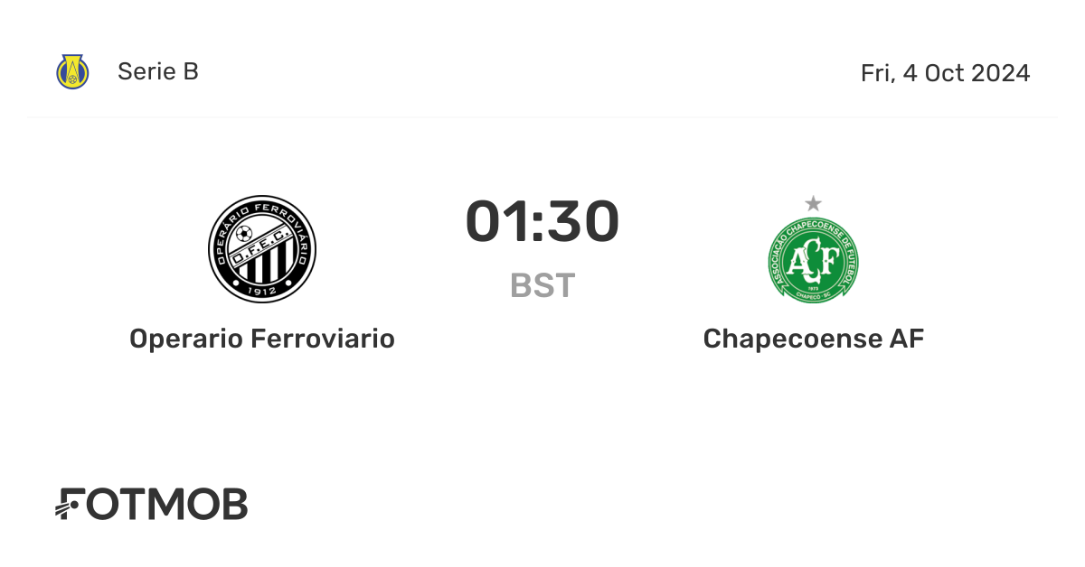 Operario Ferroviario vs Chapecoense AF - live score, predicted lineups ...