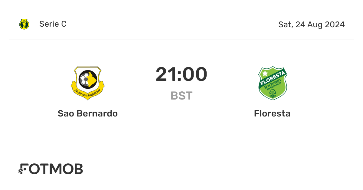 Sao Bernardo vs Floresta - live score, predicted lineups and H2H stats