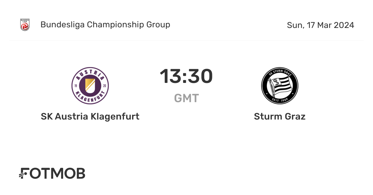 SK Austria Klagenfurt vs Sturm Graz live score, predicted lineups and