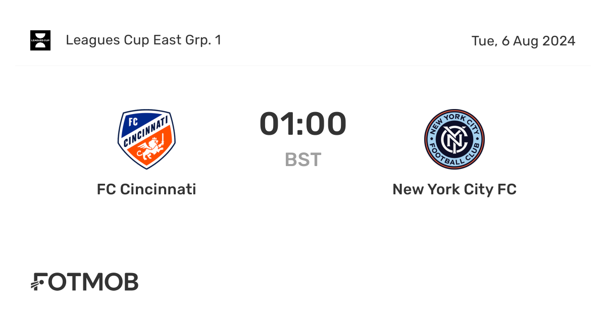 FC Cincinnati vs New York City FC live score, predicted lineups and