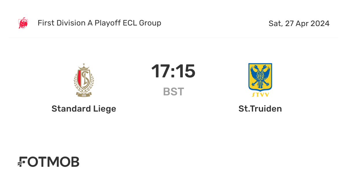 Standard Liege vs St.Truiden live score, predicted lineups and H2H stats