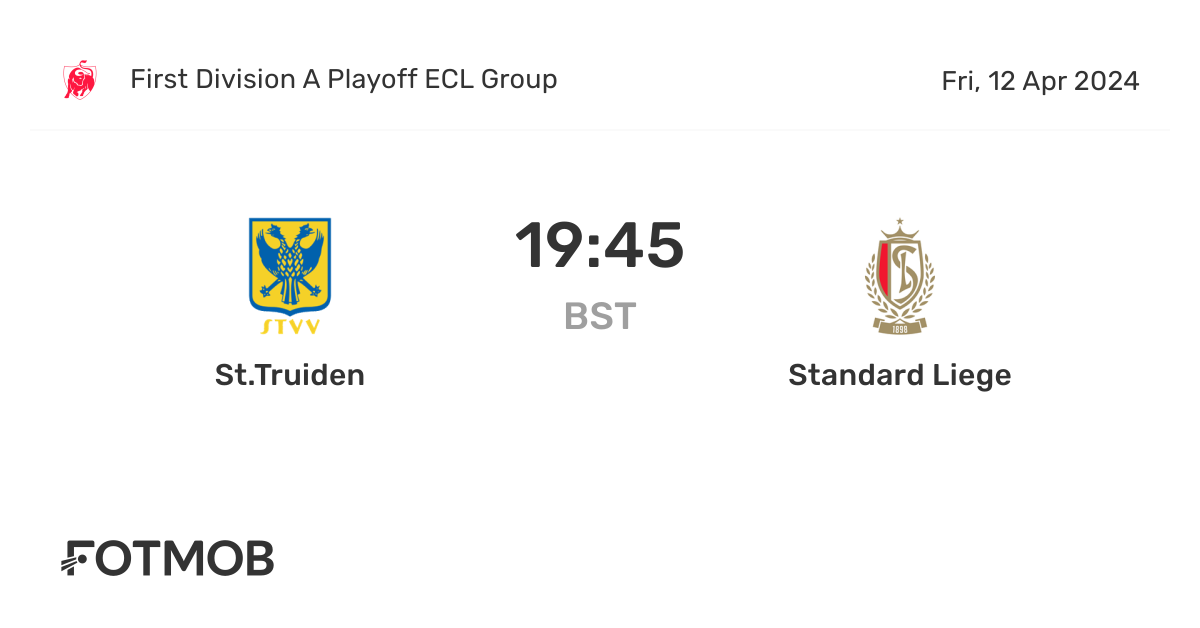 St.Truiden vs Standard Liege live score, predicted lineups and H2H stats