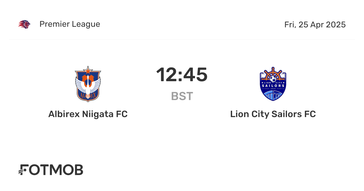 Prediksi Skor Lion City Sailors vs Albirex Niigata, Statistik Head to Head S League