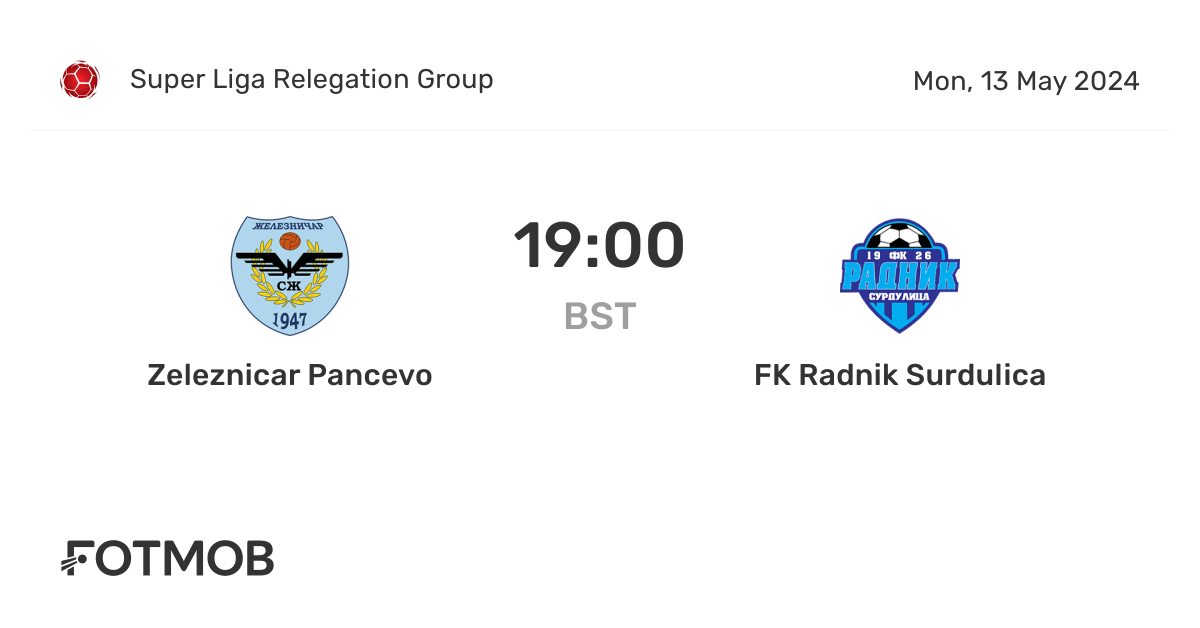 Zeleznicar Pancevo vs FK Radnik Surdulica live score, predicted