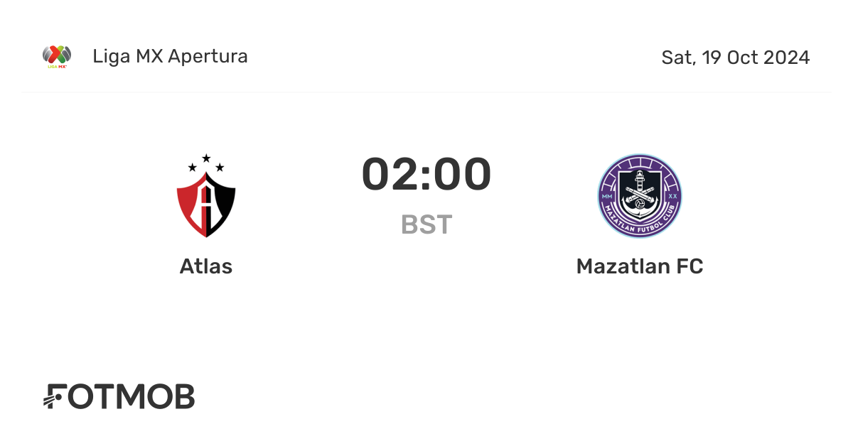 Atlas vs Mazatlan FC live score, predicted lineups and H2H stats