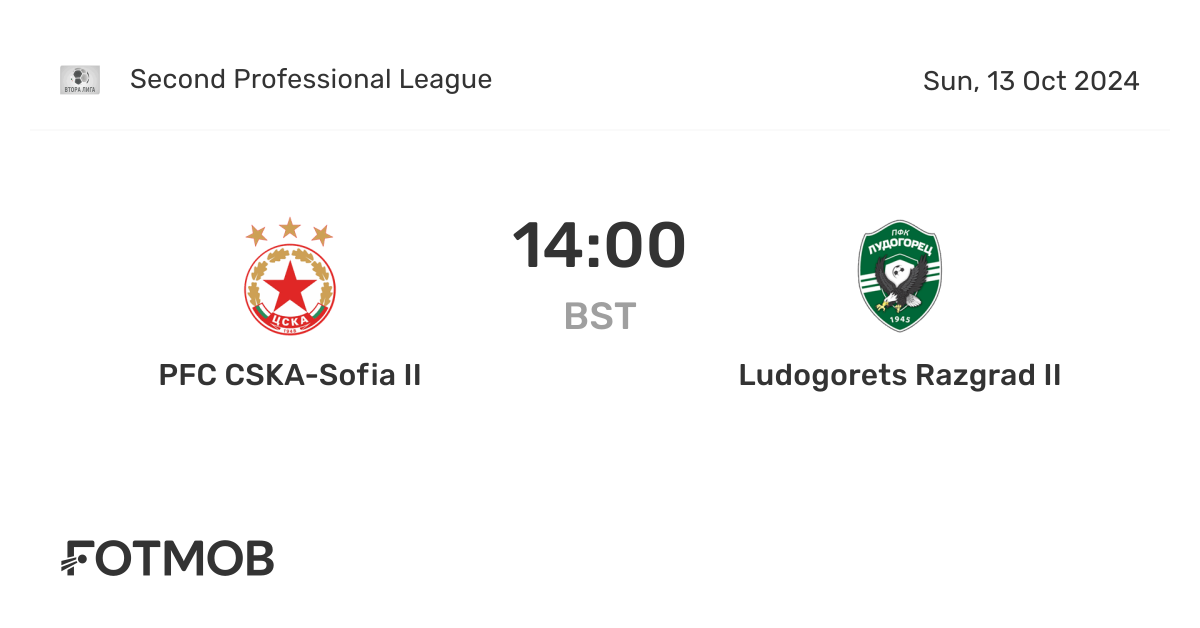 PFC CSKA-Sofia II vs Ludogorets Razgrad II - marcador en vivo ...
