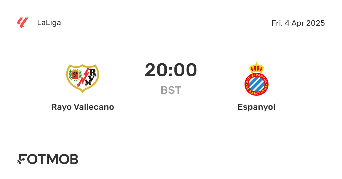 Rayo Vallecano vs Espanyol - live score, predicted lineups and H2H stats
