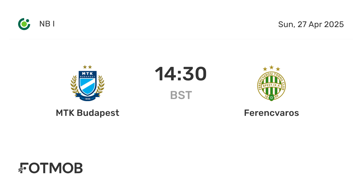 MTK Budapest vs Ferencvaros - marcador en vivo, alineaciones previstas ...
